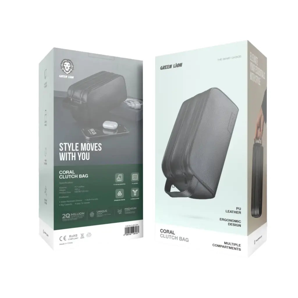 Green Lion Coral Clutch Bag - Black Green Lion Coral Clutch Bag - Black